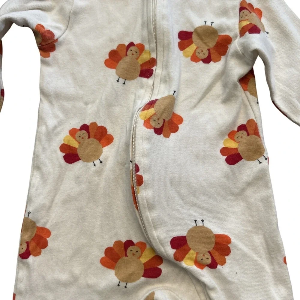 Old Navy Thanksgiving Turkey‎ Outfit Size 6-9 Months Girls Boys Unisex Zip (4)